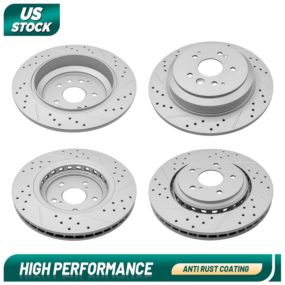 4pcs Front and Rear Drilled Disc Brake Rotors for Acura MDX 2014 2015 2016