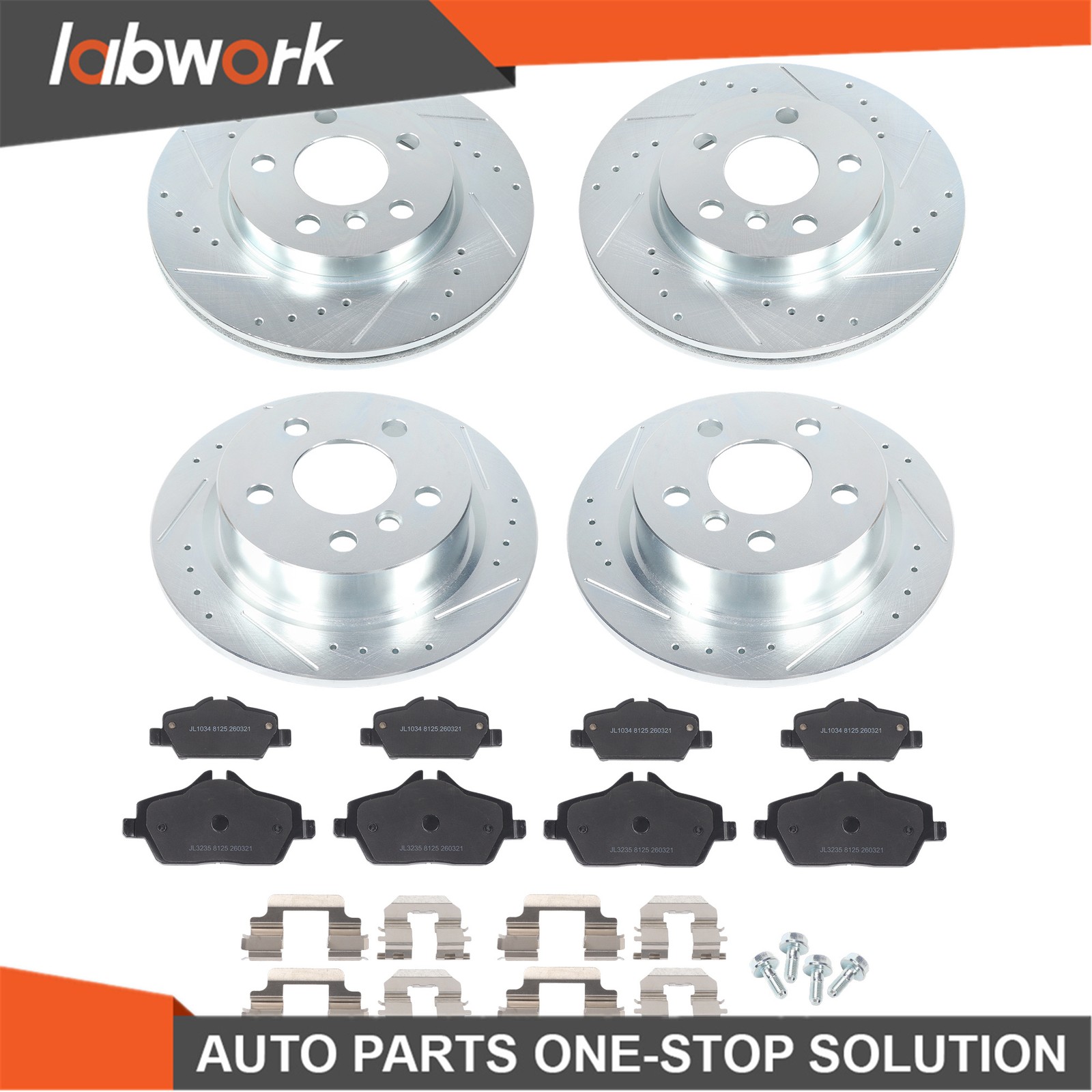 Labwork Drilled Brake Rotor & Brake Pads 15-16 For Mini Cooper F56/F57 L3 1.5L