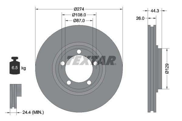 Textar 92221800 Brake Disc for Hyundai, JAC