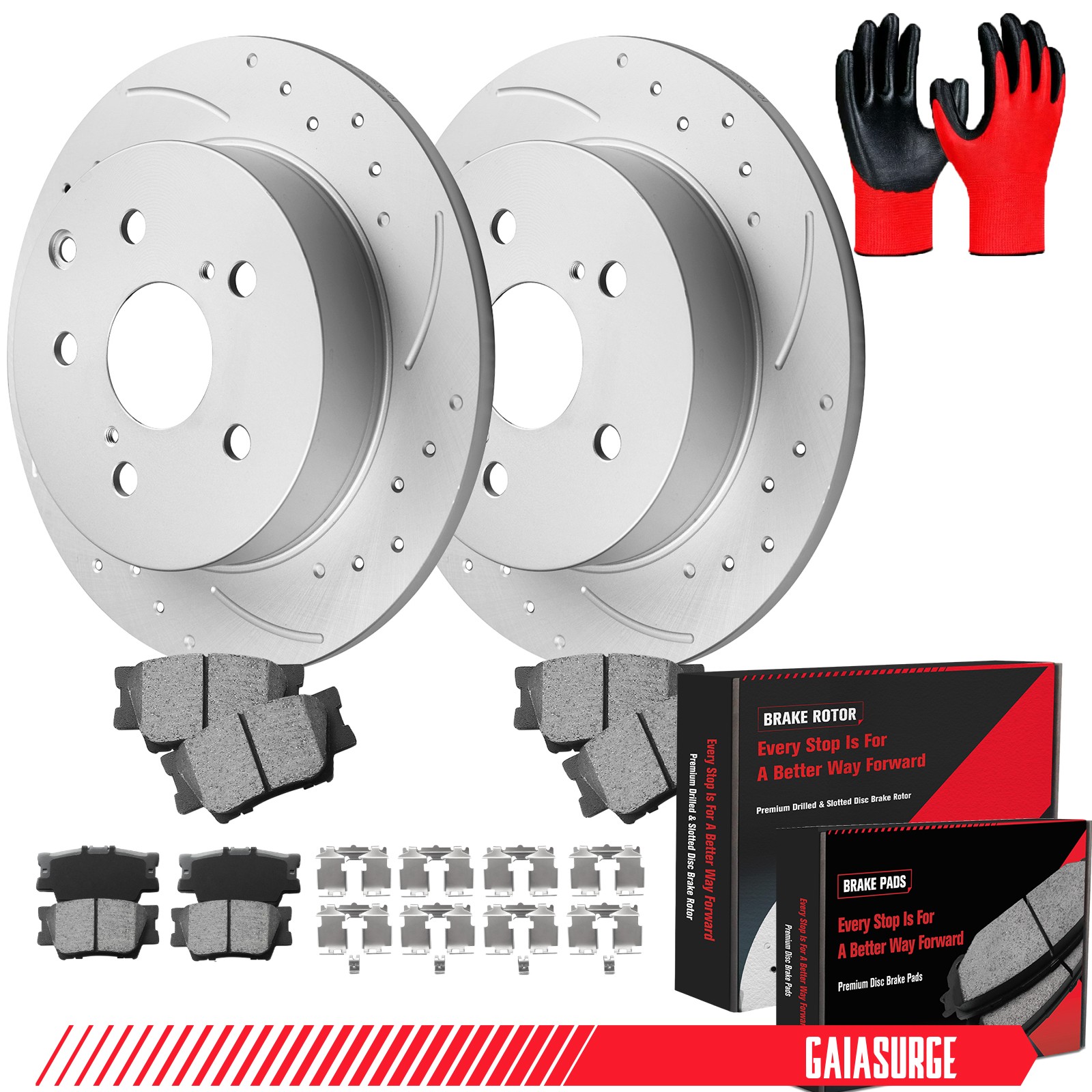 11.1in Rear Drilled Rotors Brake Pads Kit for 2006-2018 Toyota Rav4 Lexus HS250H