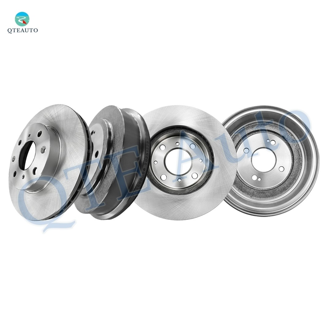 4 Front 239mm Brake Disc Rotors-Rear 239.1mm Brake Drum To 1992-2000 Honda Civic
