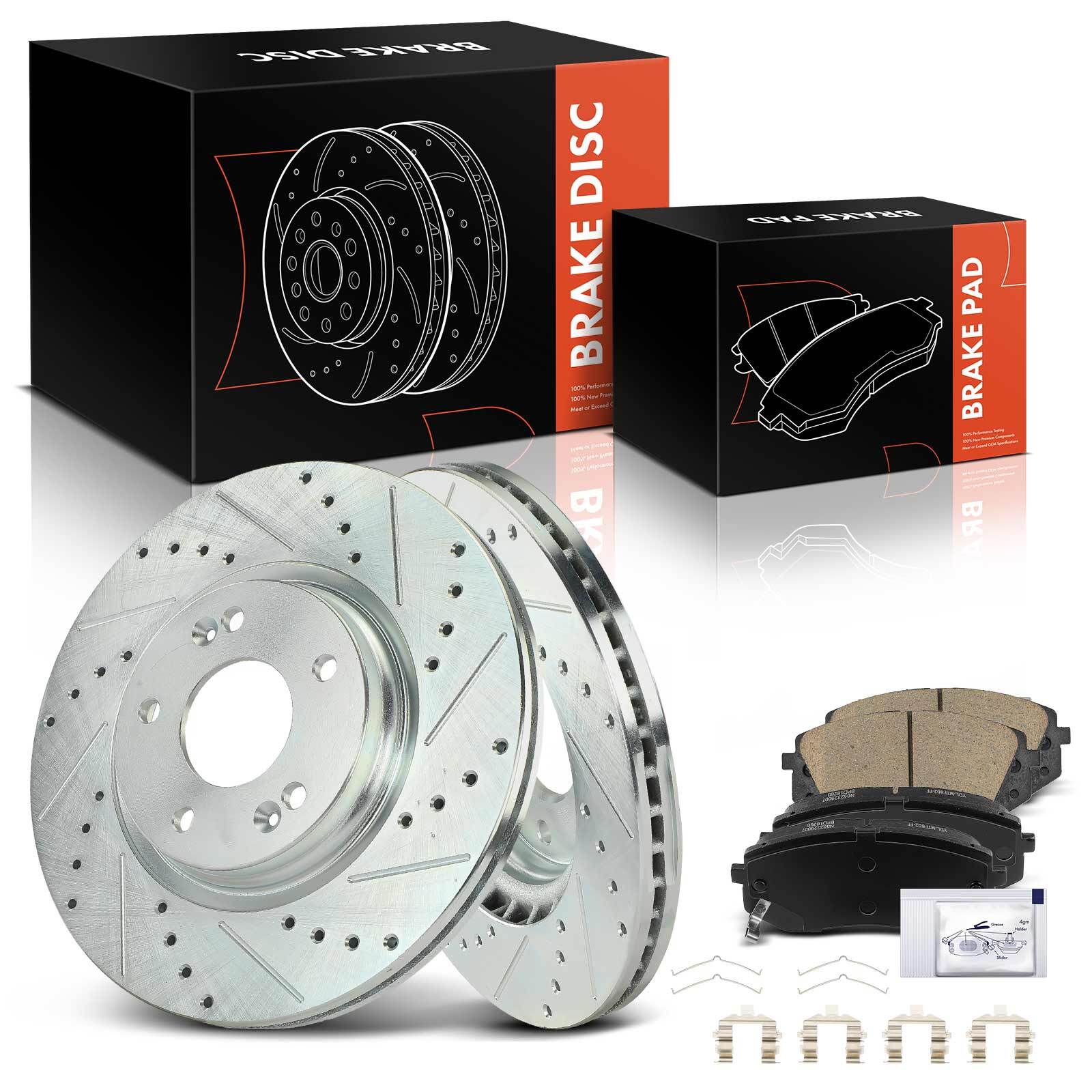 6x Front Drilled Brake Rotors & Brake Pads for Hyundai Sonata 15-19 Kia Optima