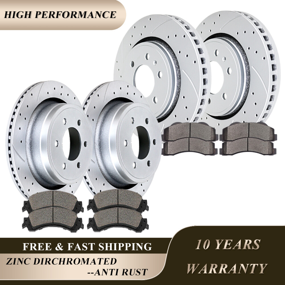 Front Rear Drilled Slotted Brake Rotors and Pads for 2012-2020 Ford F-150 6 Lugs