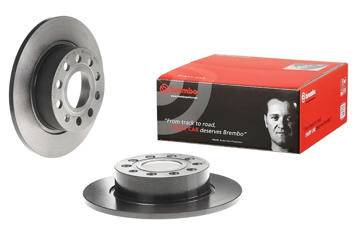 Brembo 08.9502.11 Prime UV Coated Solid Brake Rotors – Rear Pair