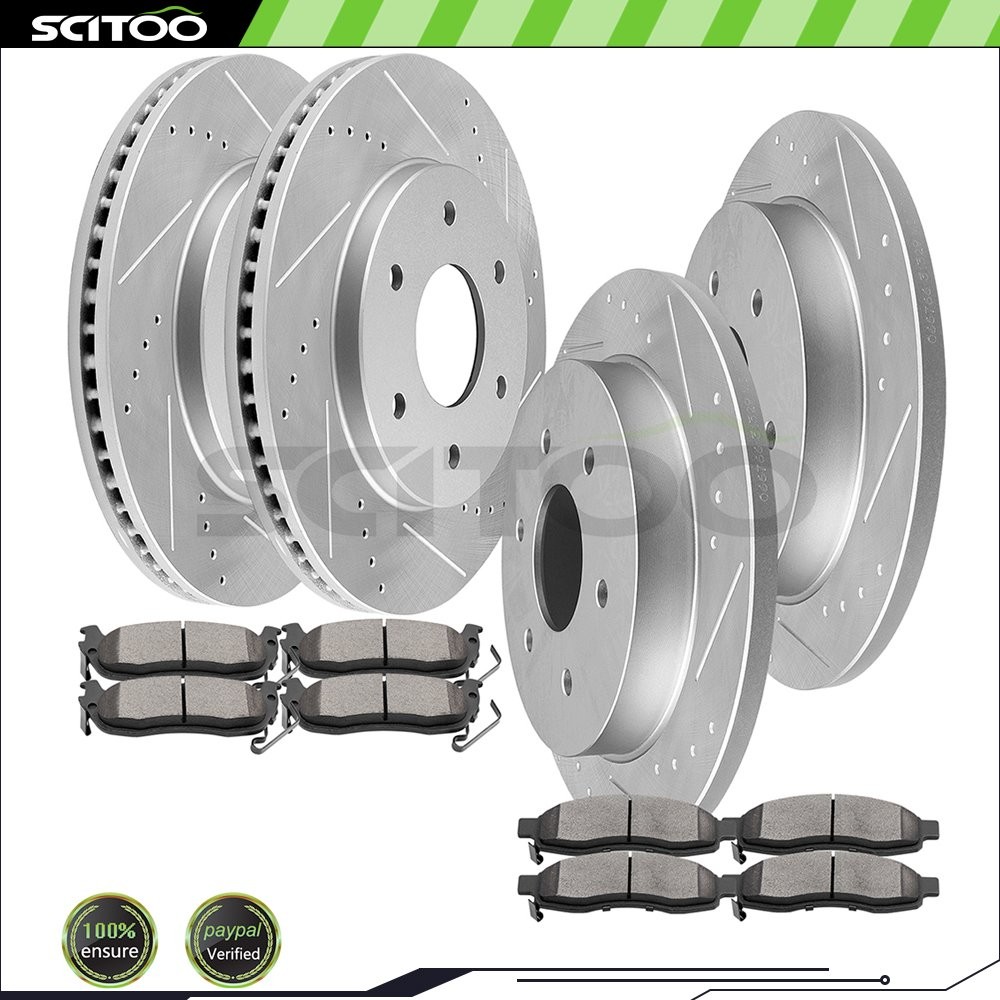 Front & Rear Brake Rotors + Ceramic Brake Pads For Nissan Armada Brakes Kit