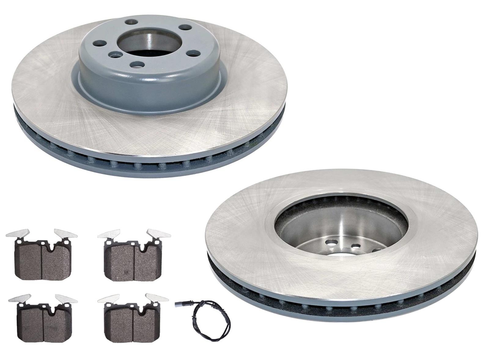 Front Coated Disc Brake Rotor & Brake Pads Fits BMW 340i / 340i xDrive 2016-2018
