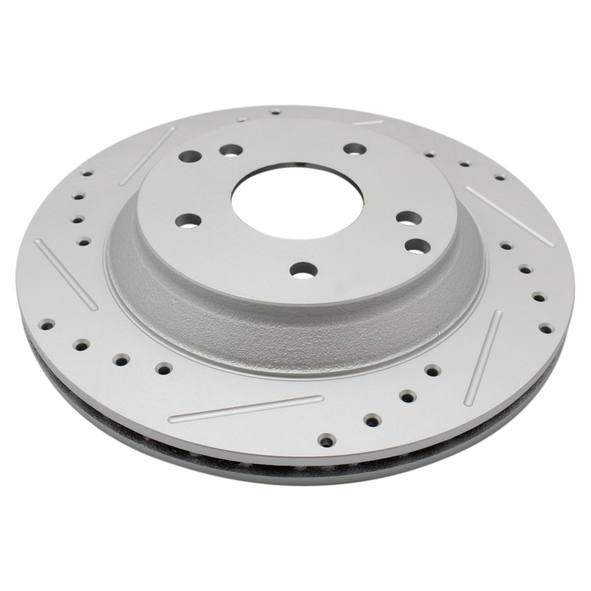 TRQ Font & Posi Ceramic Brake Pad & Performance Drilled Slotted Zinc Rotor