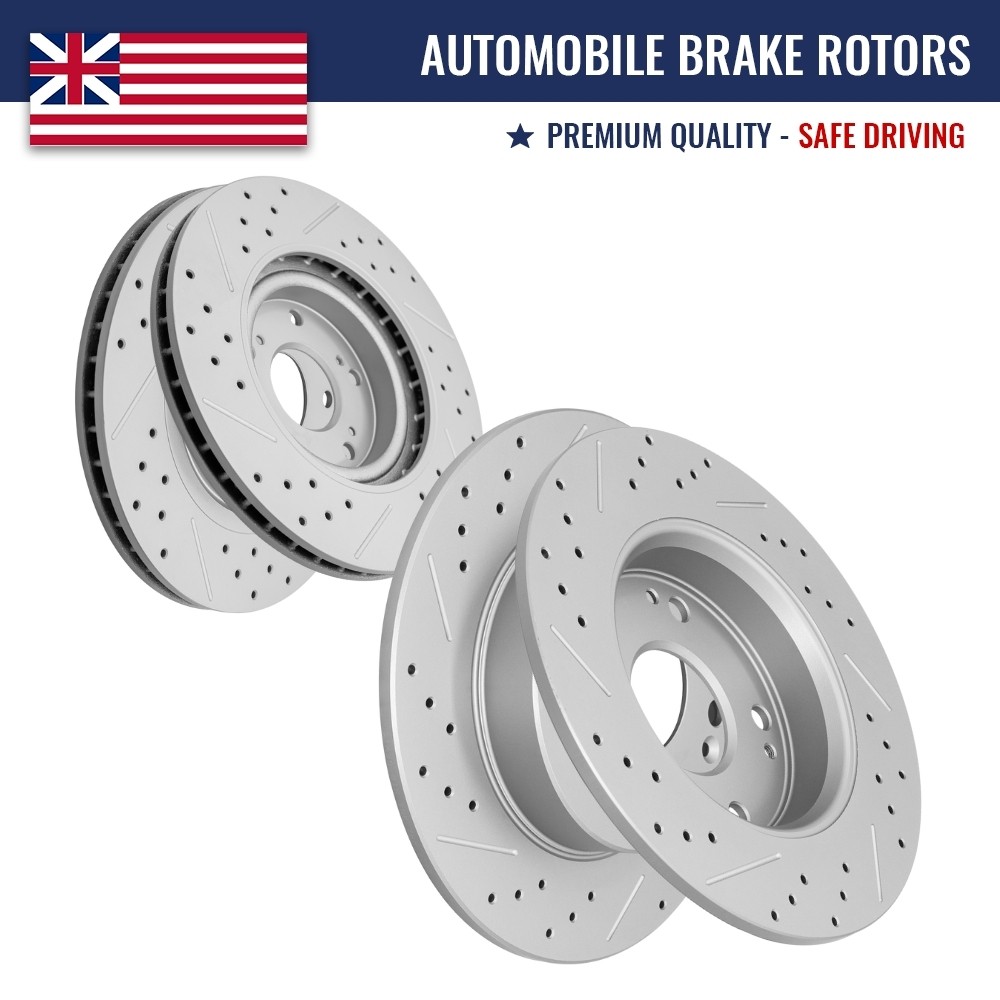 Front Rear Drilled Slotted Disc Brake Rotors for Honda Civic Acura CSX