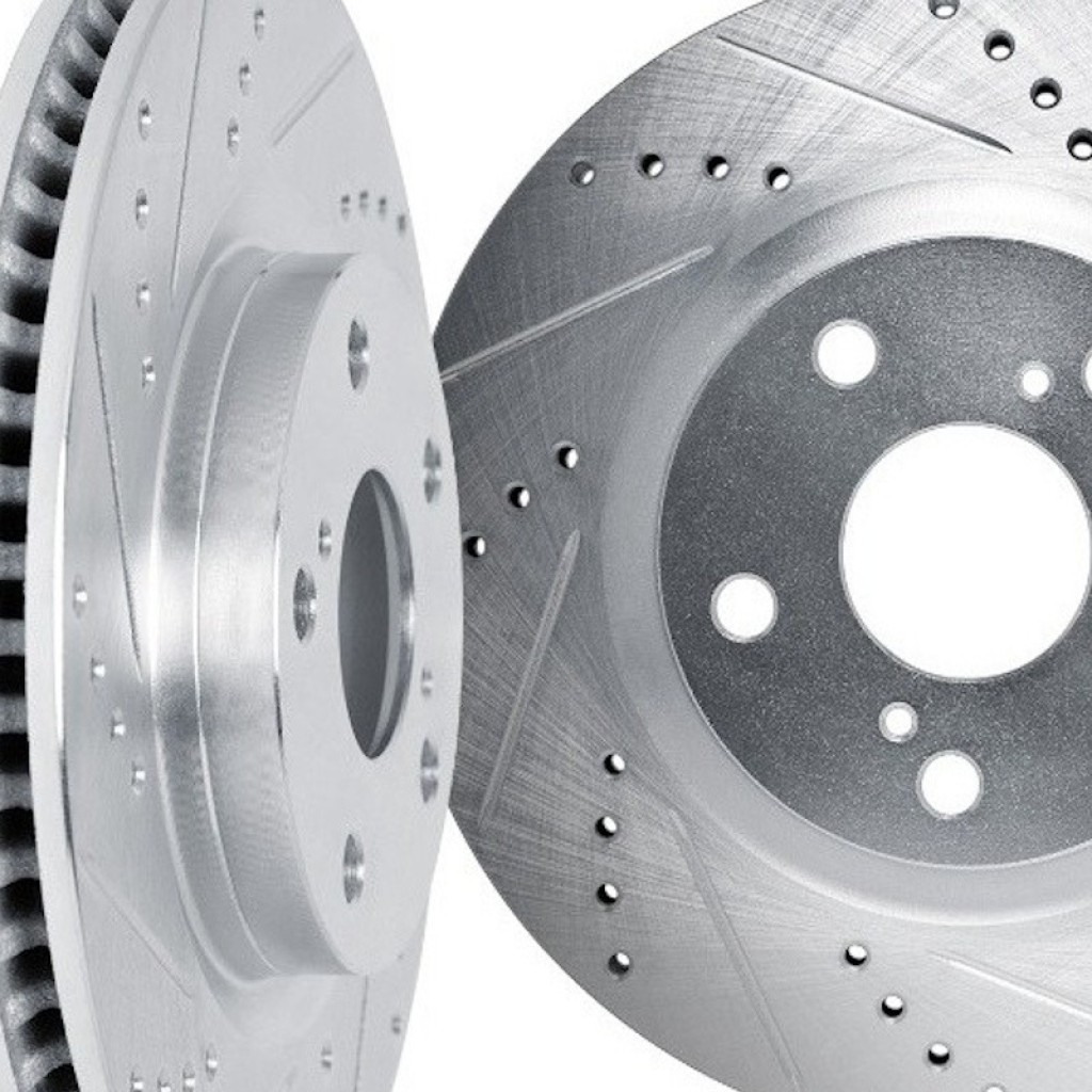 For BMW 325i 1991-1997 Rotor Set Front | Drilled and Slotted | Silver | Vented