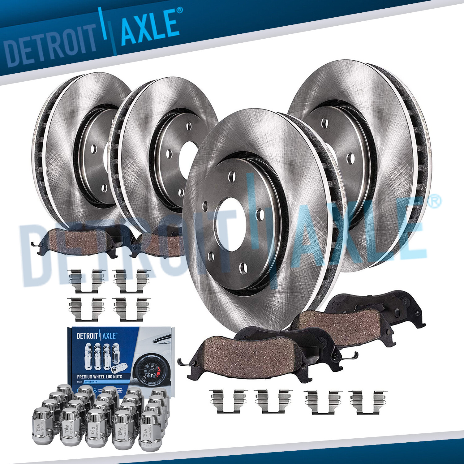 Front & Rear Disc Rotors Brake Pads w/20pc Wheel Lug Nuts for S10 Bravada Blazer