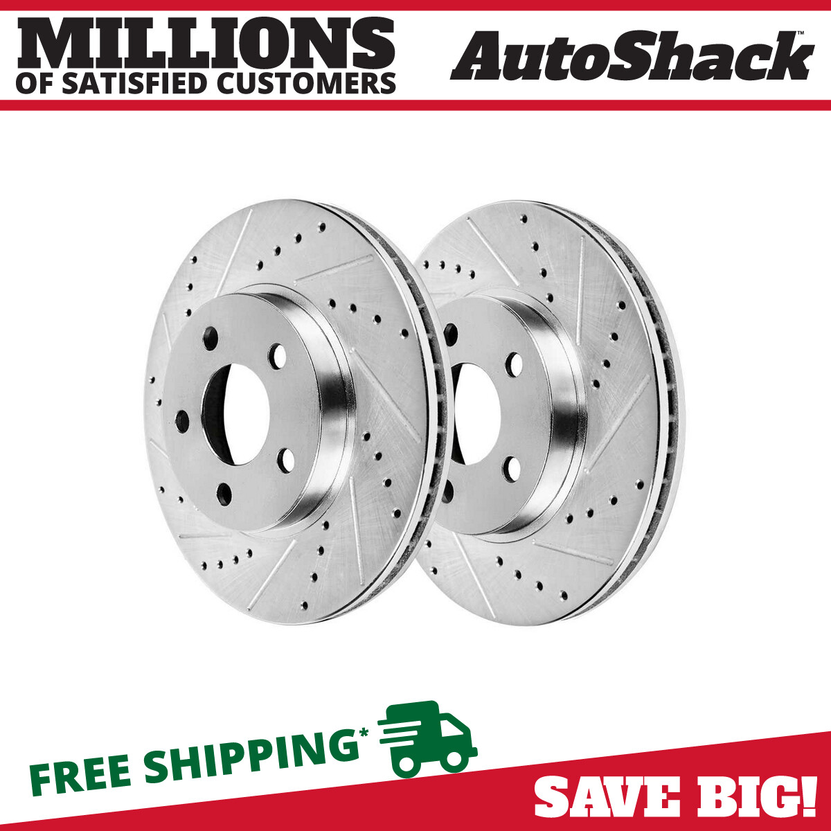 Front Drilled Slotted Brake Rotors Silver Pair 2 for Ford Explorer Sport Trac V6