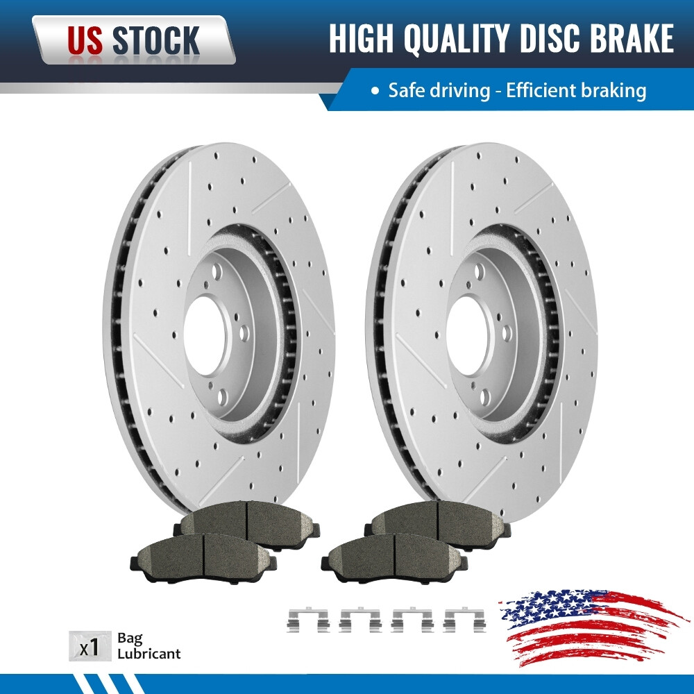 Front Drilled Slotted Brake Rotors & Pads for Honda Pilot Acura MDX ZDX V6