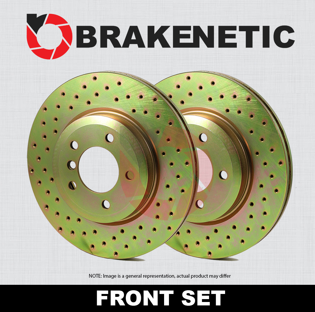 FRONT SET BRAKENETIC Sport Cross Drilled Brake Rotors 350mm BNS33090.CD