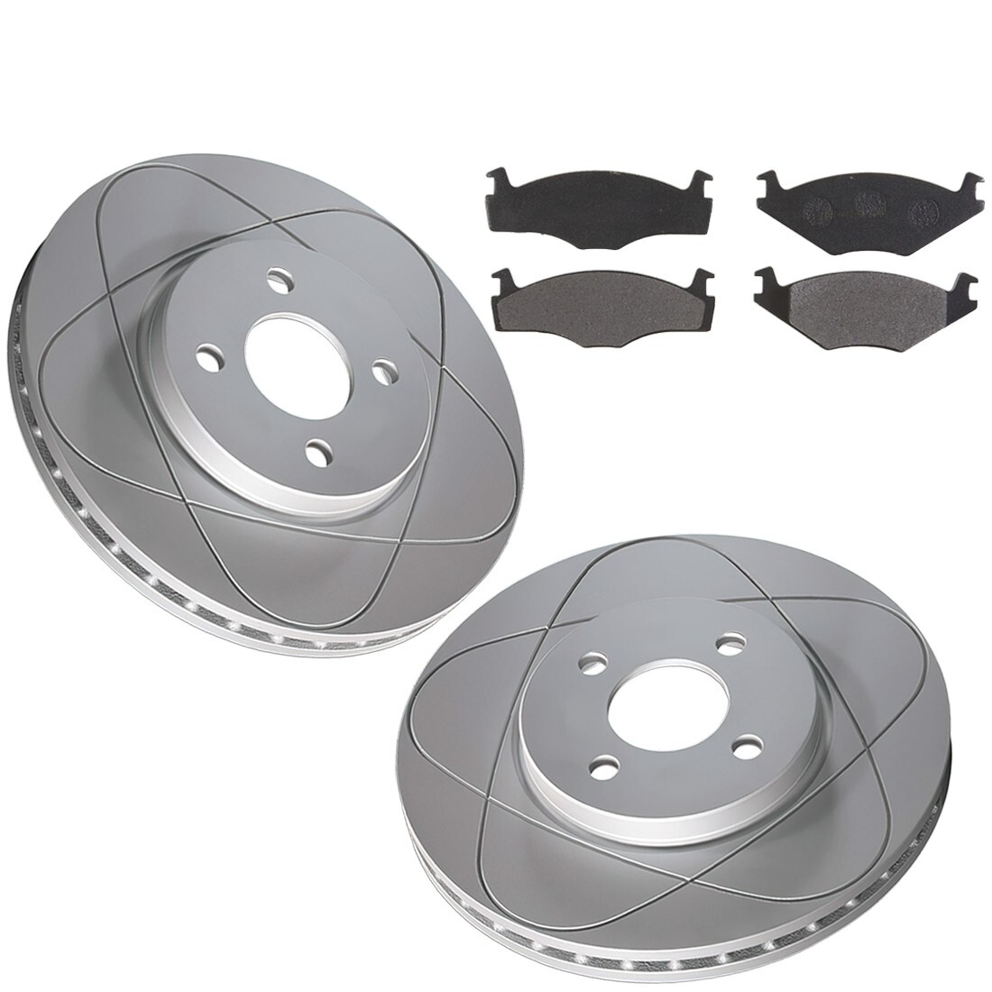 Front Slotted Disc Brake Rotors & Pads For Volkswagen Rabbit, Quantum; 239mm