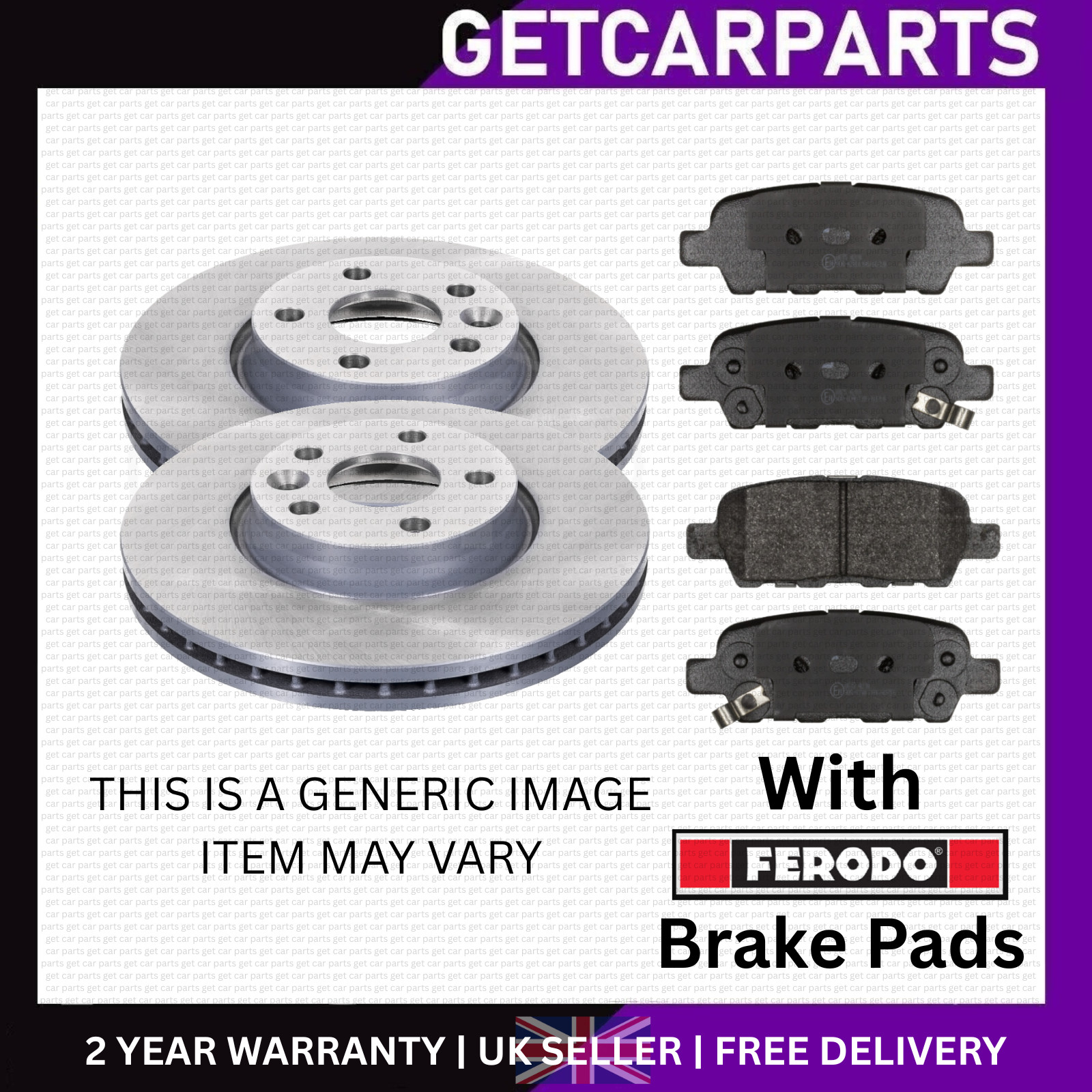 Rear Solid Brake Discs/Pads Fits Audi A3 Sportback 2004-2013 1.2-2.0