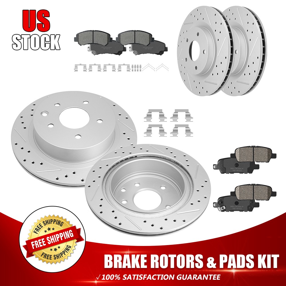 Front & Rear Brake Rotors Ceramic Pads For 2008-2015 Nissan Rogue/Rogue Select