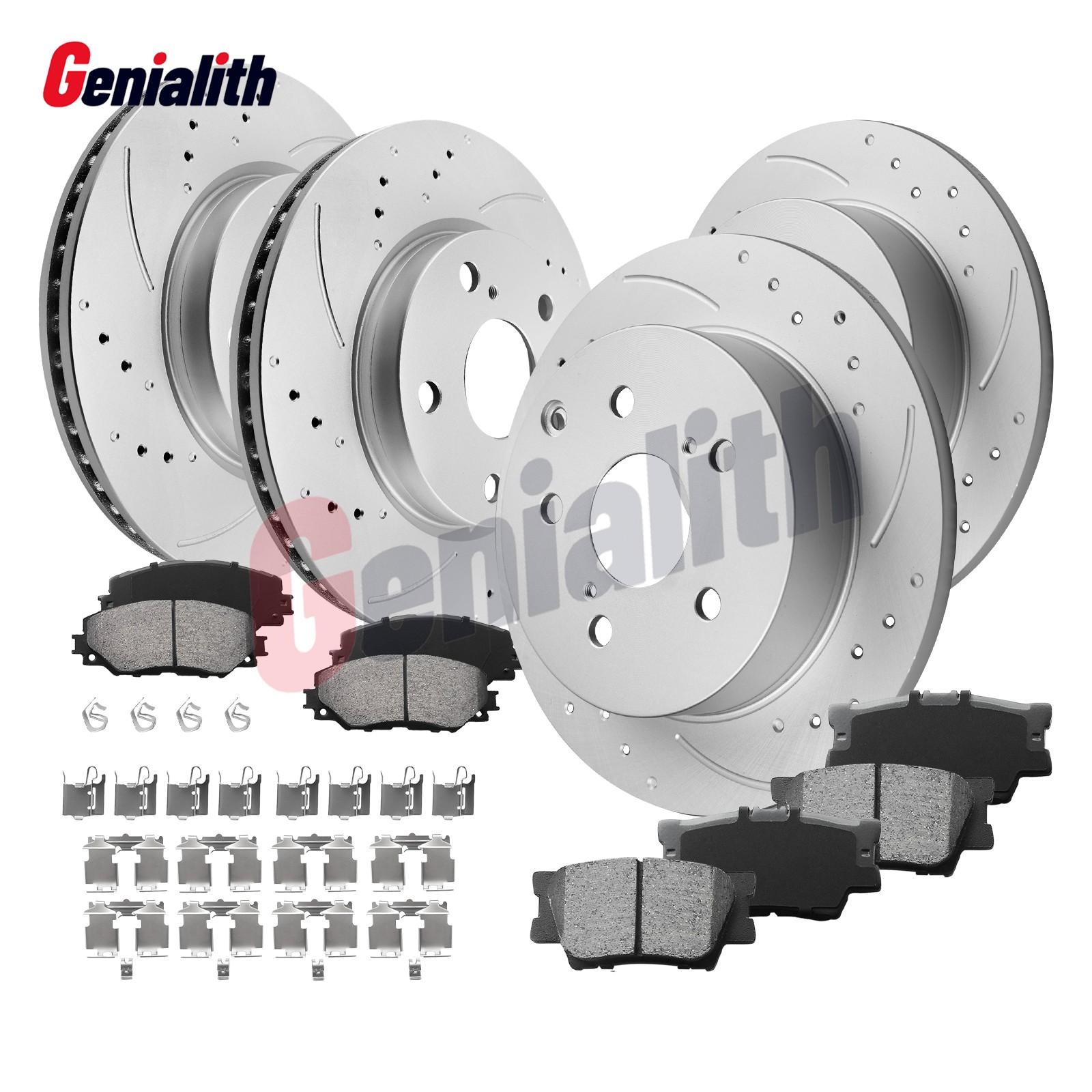 10.8in Front + 11.1in Rear Disc Rotors Brake Pads for Toyota Rav4 2006-2017 2018