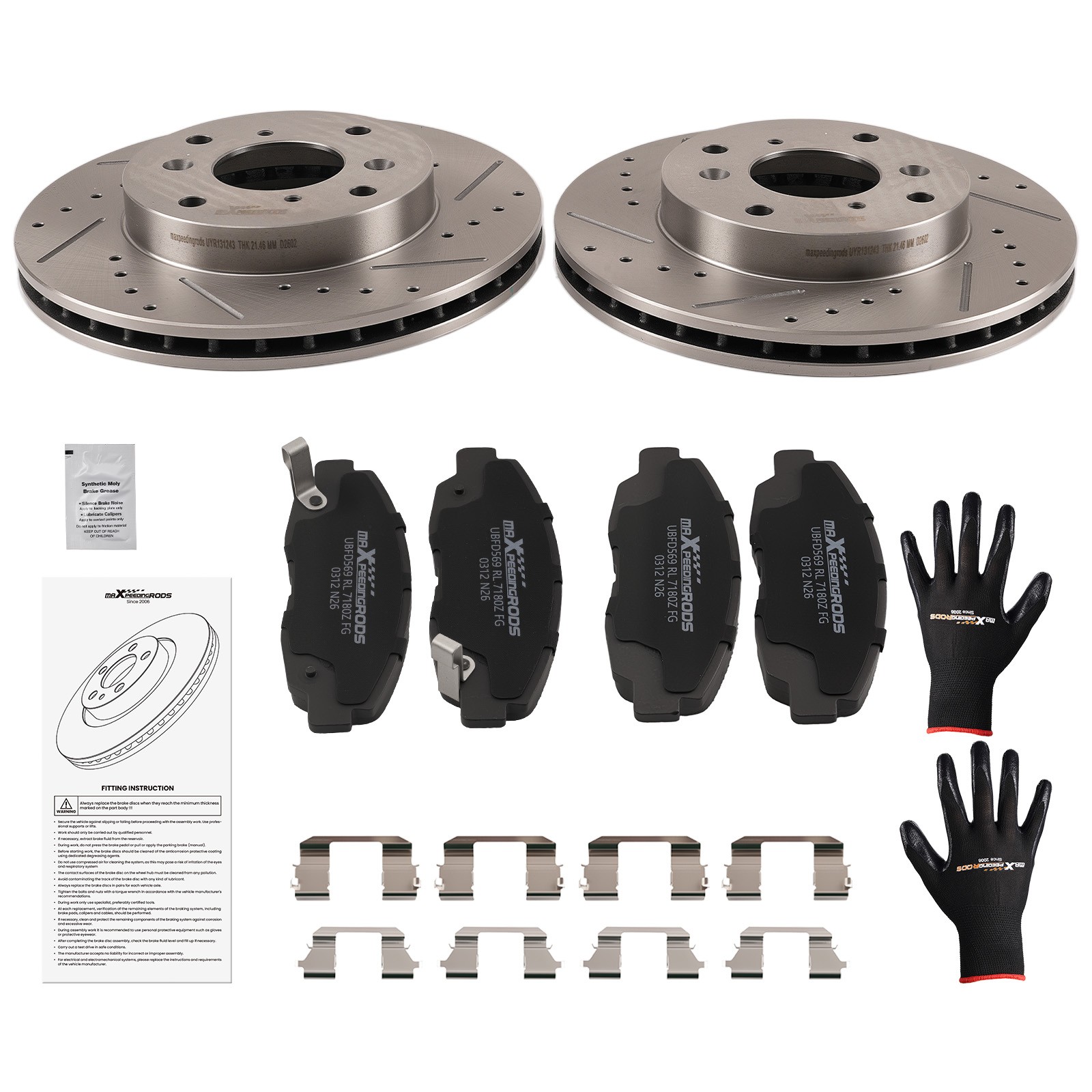 Front Brake Rotors & Ceramic Pads Set for Honda Accord 1998-2002 2.3L S-31243