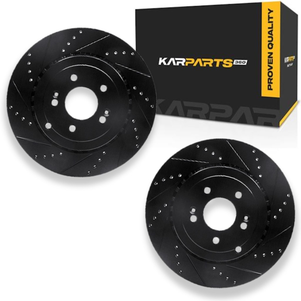 For Kia Stinger 2018-2023 Rotor Set | Black | Drilled And Slotted Rotor Style