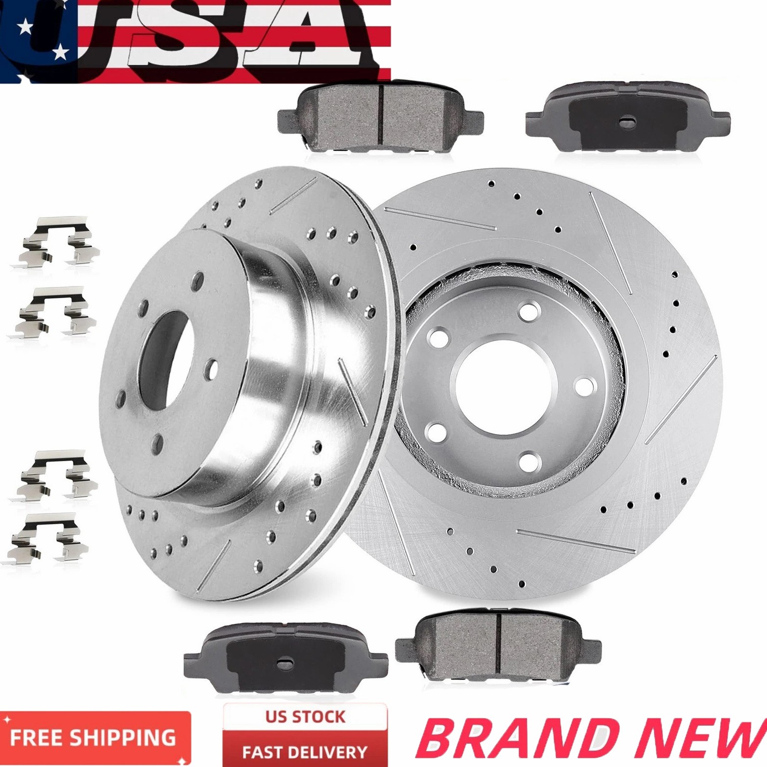 262mm Rear Drilled Rotors + Ceramic Brake Pads for Jeep Patriot Compass Sebring
