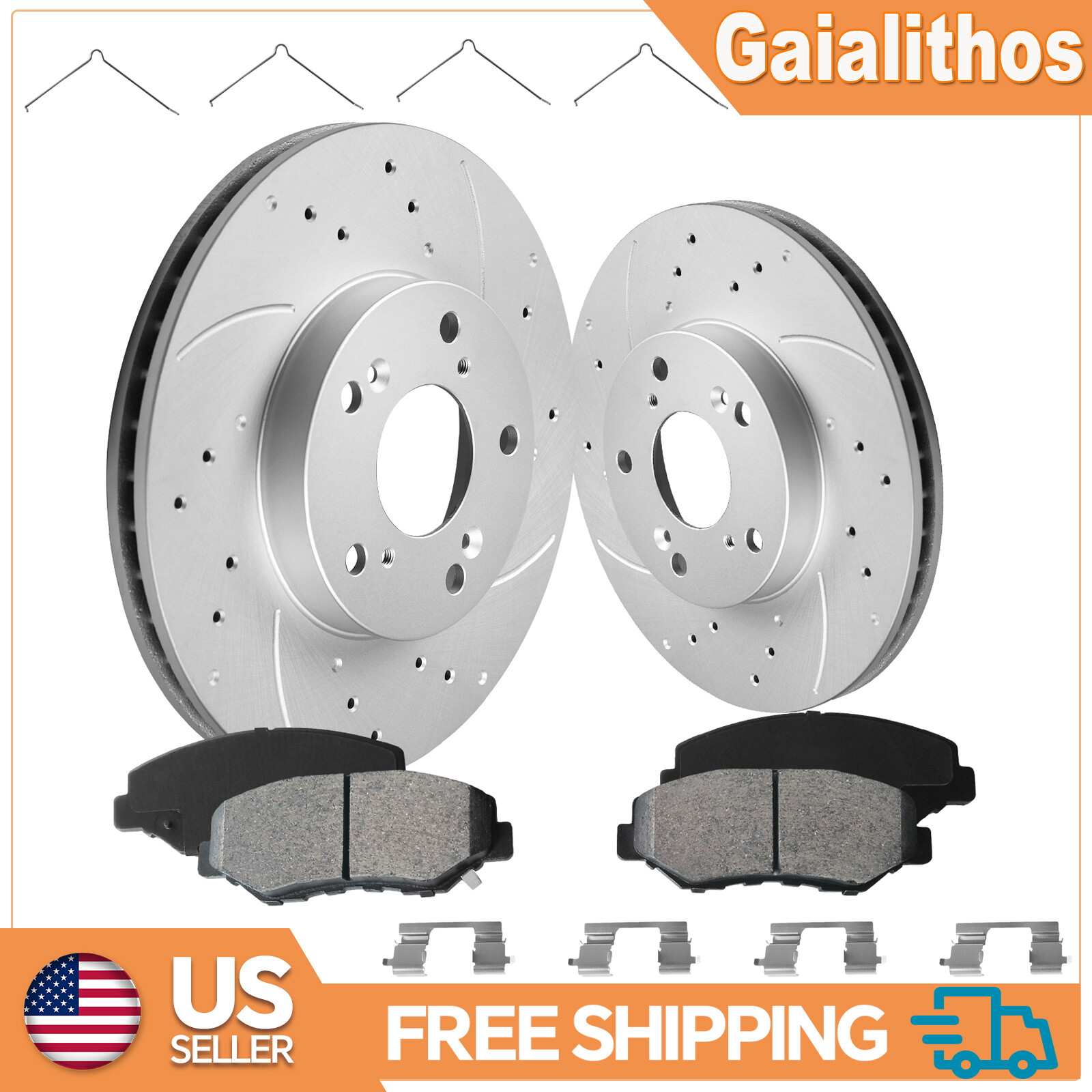 Front Drilled Brake Rotors Ceramic Brake Pads for Honda CR-V CRV 2002 2003 2004