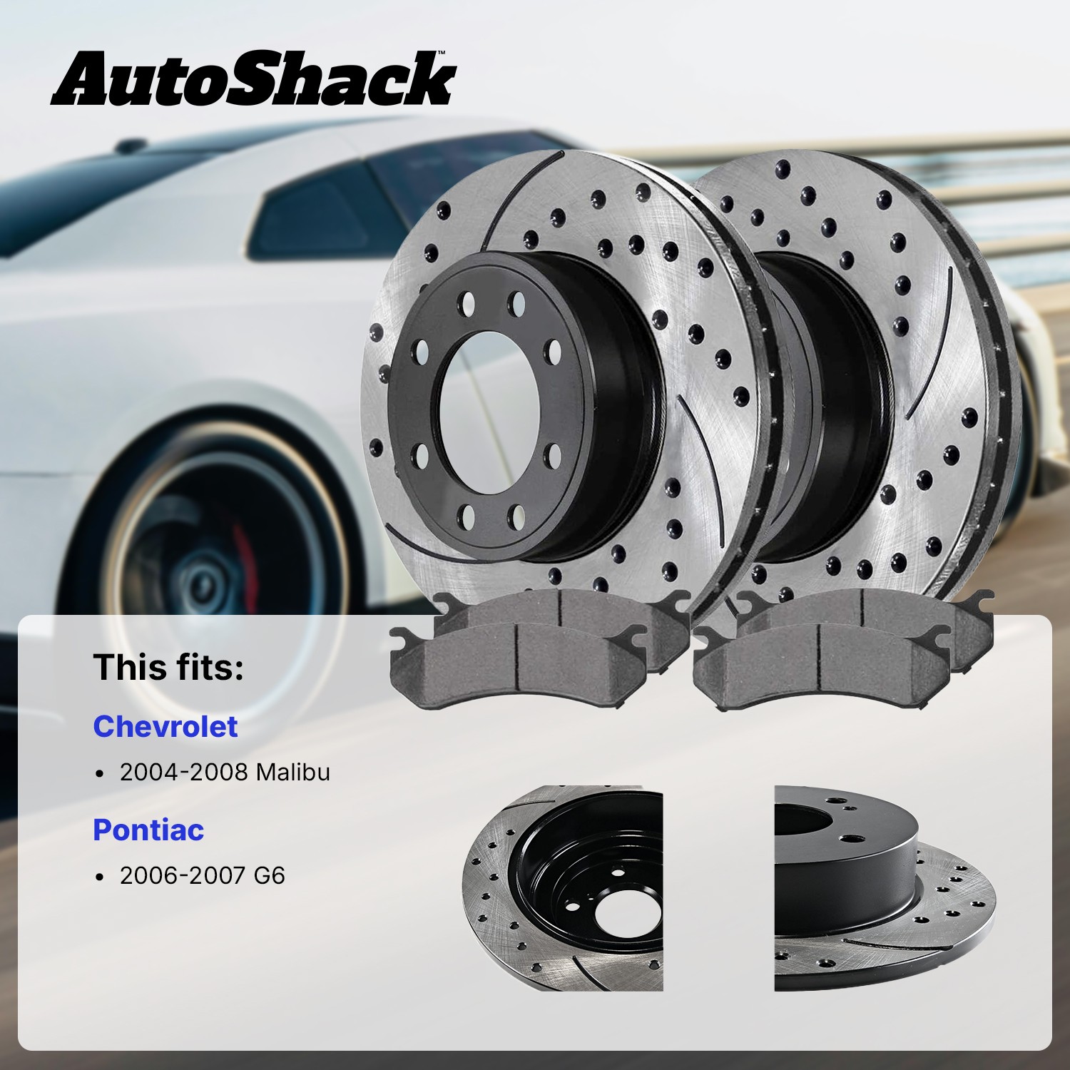 Front Drilled Slotted Brake Rotors Pads Hubs for Chevy Malibu 2008