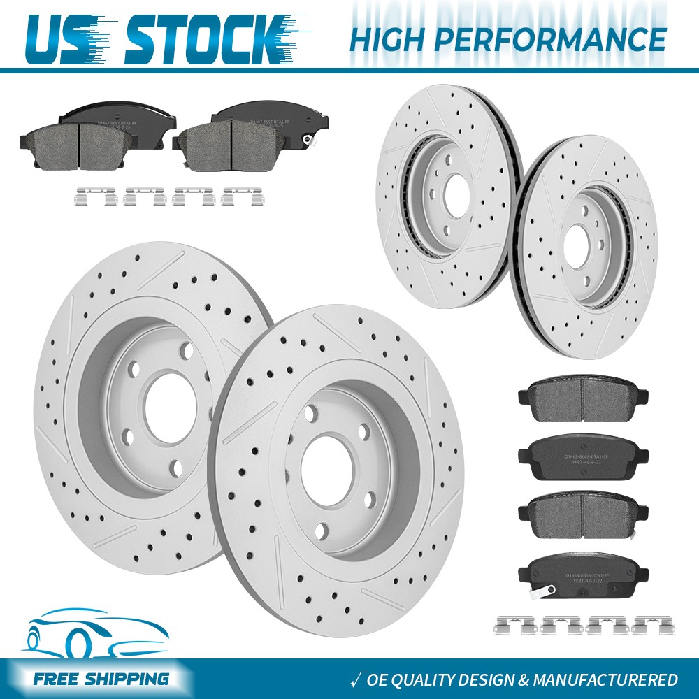 Front+Rear Disc Drilled Brake Rotors Ceramic Pads for 2013-17 Chevy Trax Encore