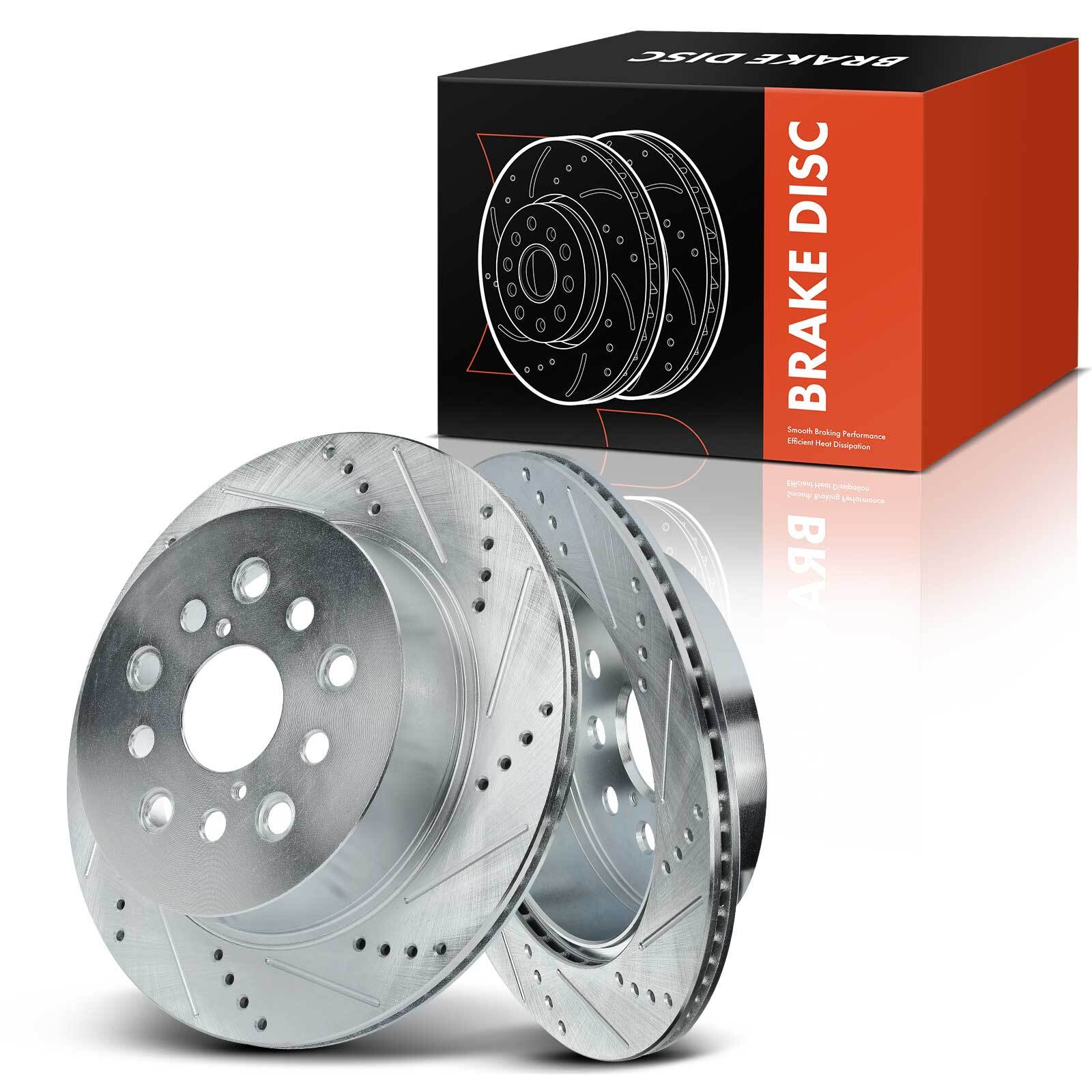 Rear Left & Right Drilled Brake Rotors for Lexus LS430 2001 2002-2006 Base 4.3L