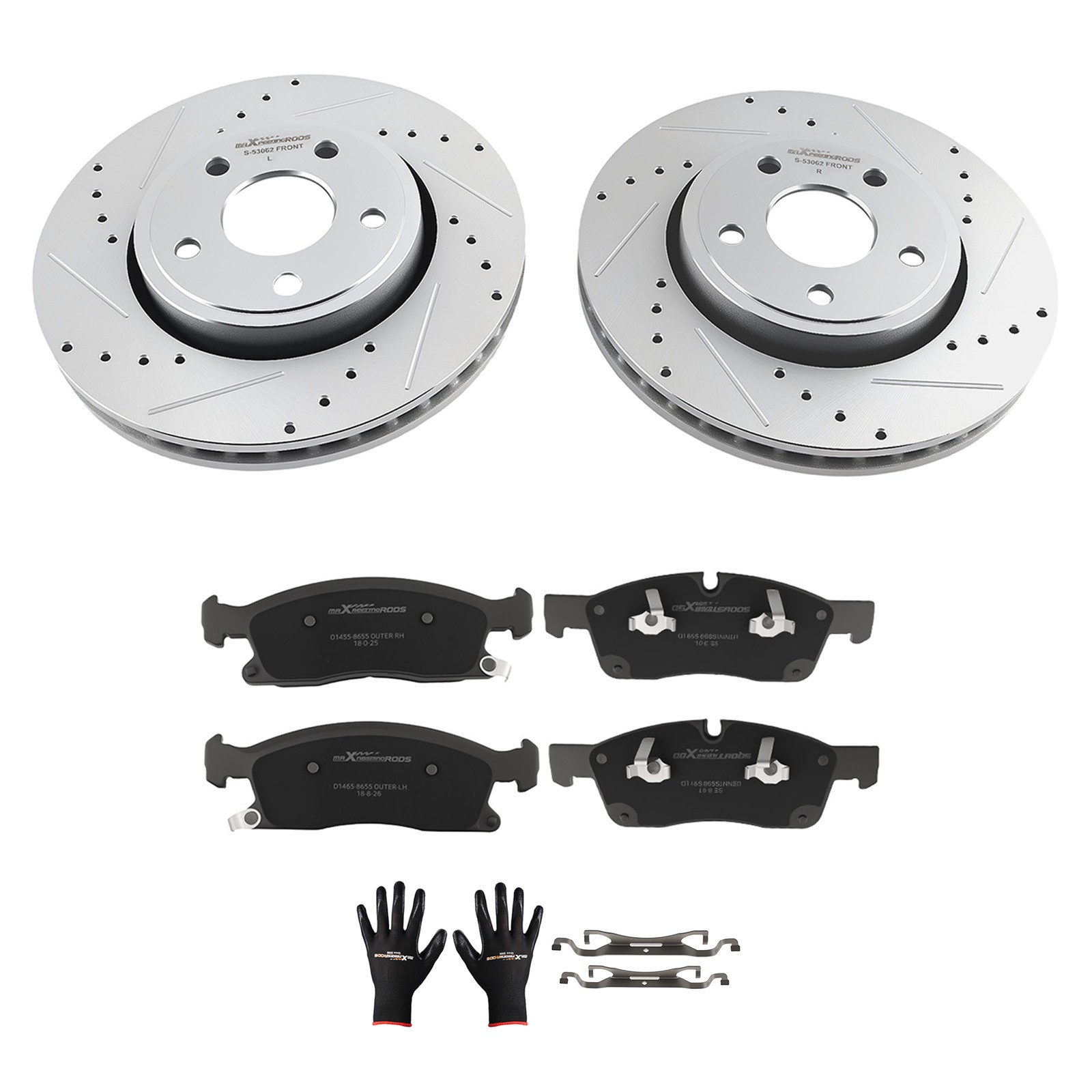 Front Drilled&Slotted Brake Rotors w/Ceramic Pads for Jeep Grand Cherokee 11-18