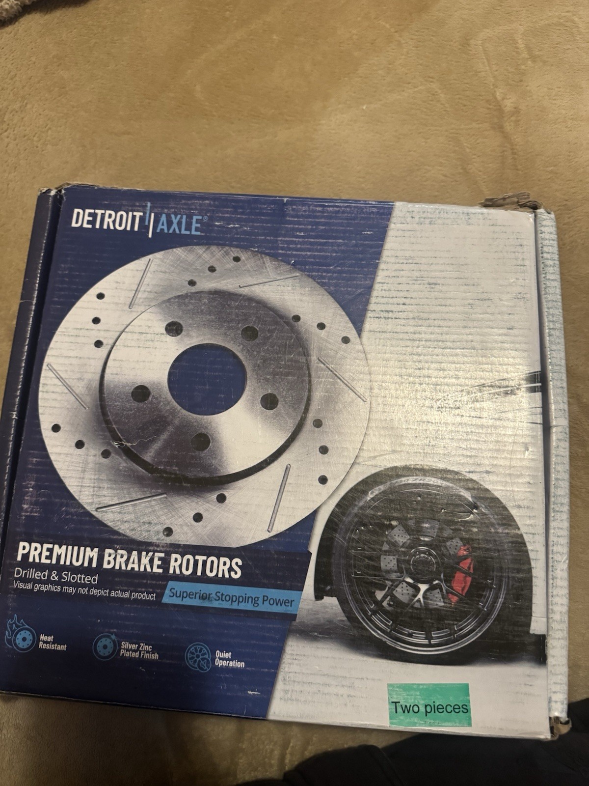 Front Set Premium Drilled and Slotted Disc Brake Rotors (Brake Rotors Only)