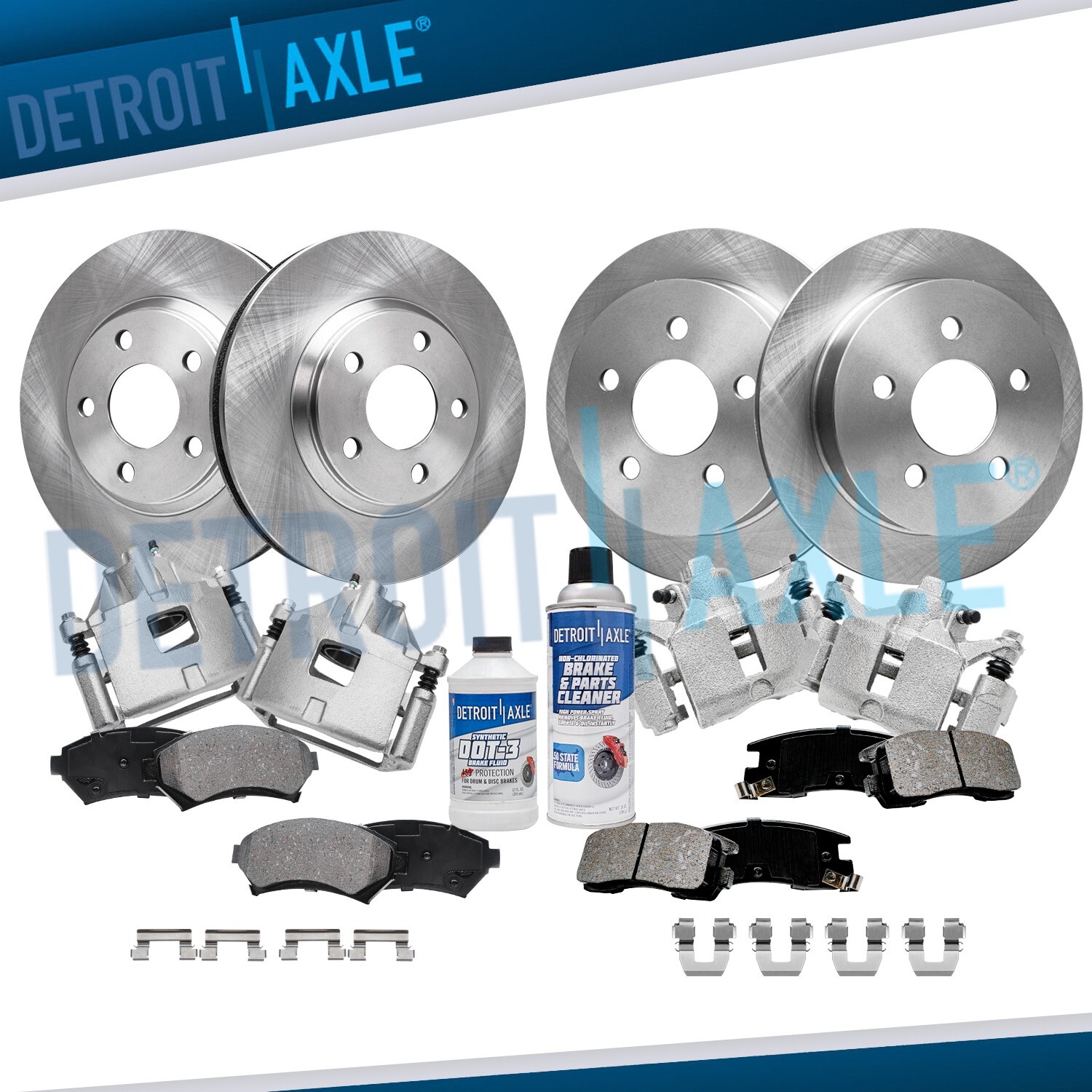 Front & Rear Rotors + Calipers Brake Pads for Chevey Impala Monte Carlo Intrigue