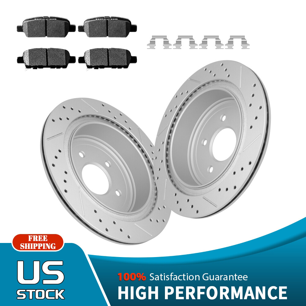 Rear Drilled Rotors + Ceramic Brake Pads for Nissan Murano Pathfinder Quest FX35