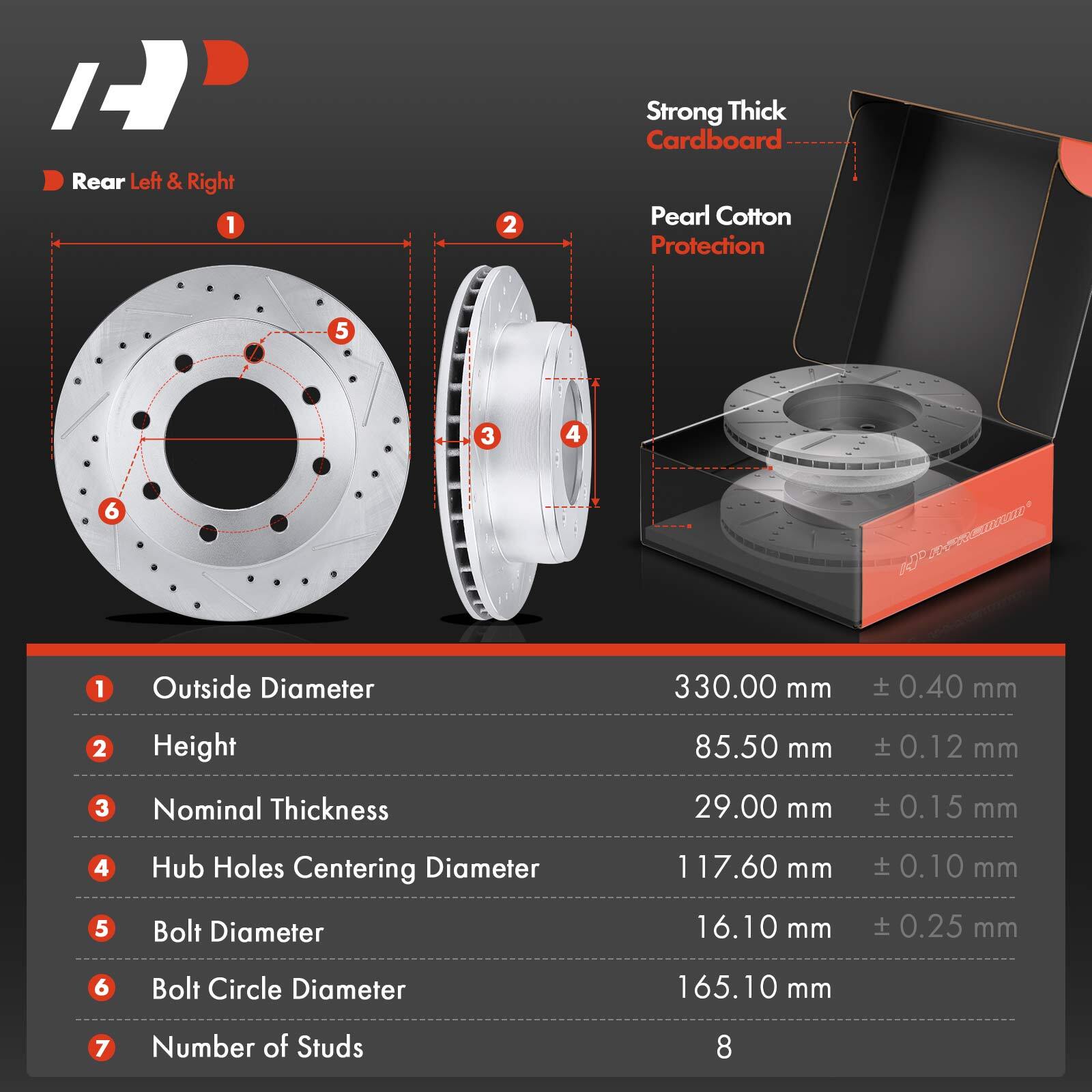 A-Premium Drilled Brake Rotors & Ceramic Pads for Chevrolet Silverado 2500 01-06