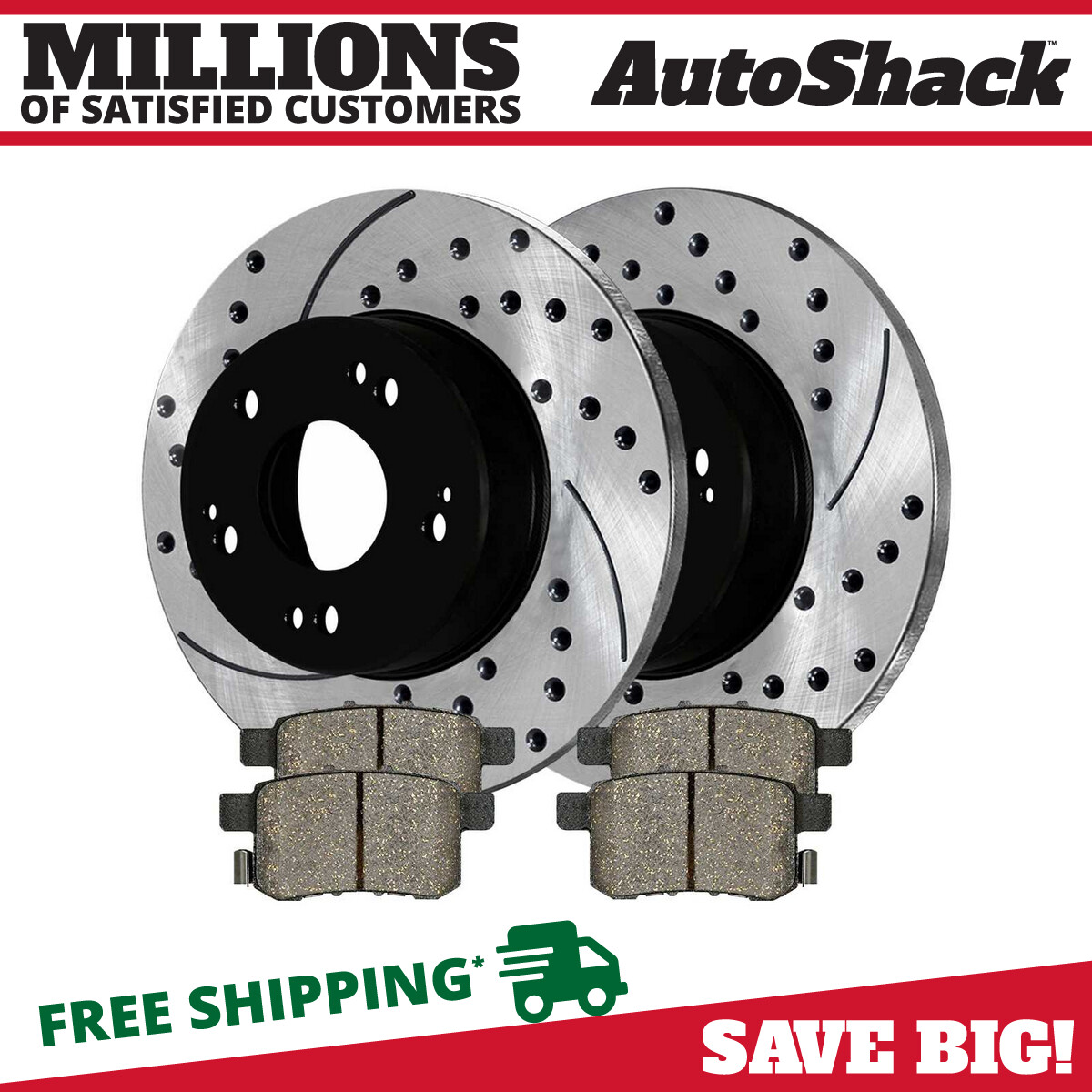 Rear Drilled Slotted Brake Rotors Pads for Acura TSX 2008-2017 Honda Accord V6