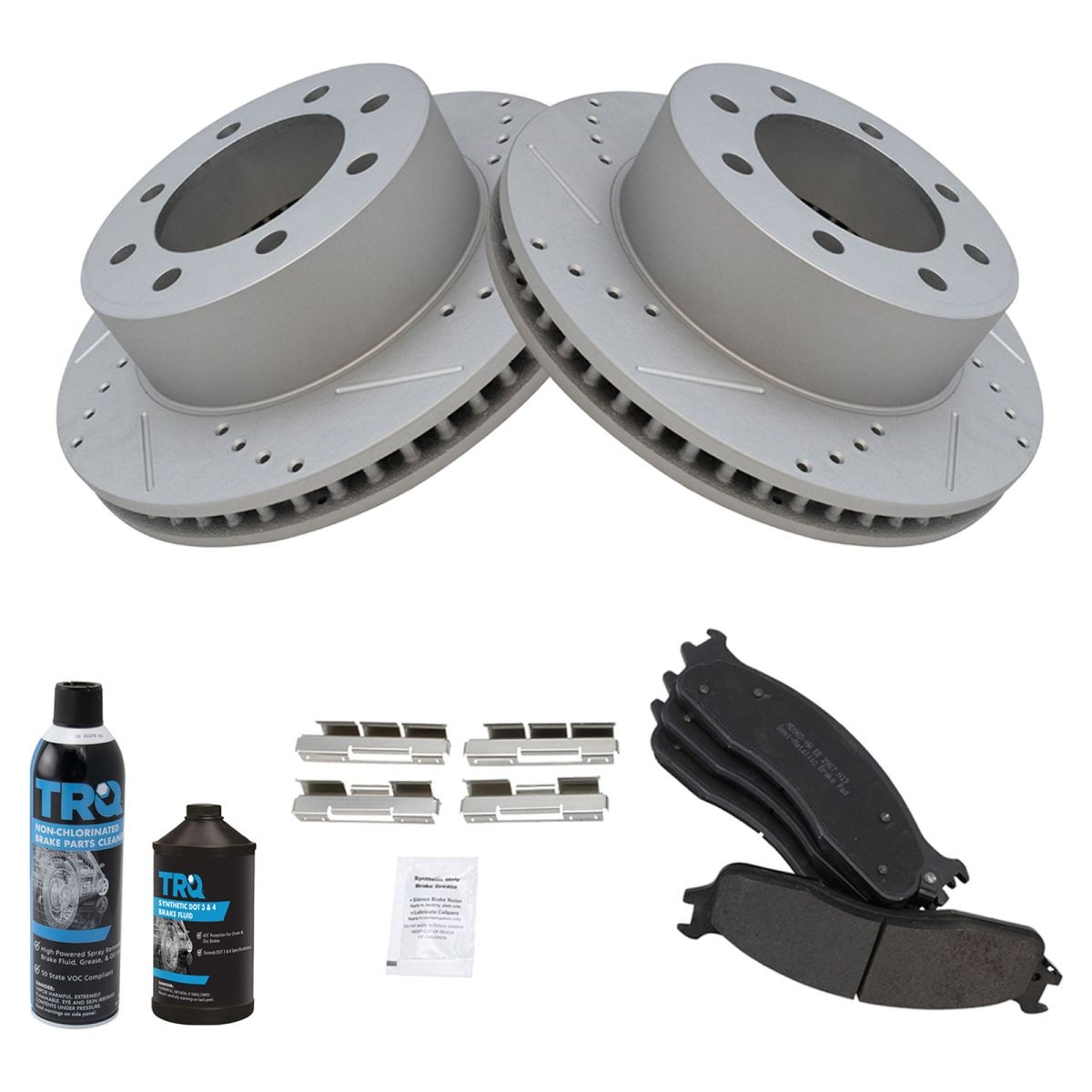 Front Performance & Brake Rotor & Metallic Pad Kit w/Chemicals