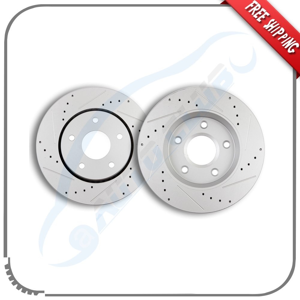 2X 28mm Thick Front Brake Rotors For Volkswagen Routan 09-12 Drilled & Slotted