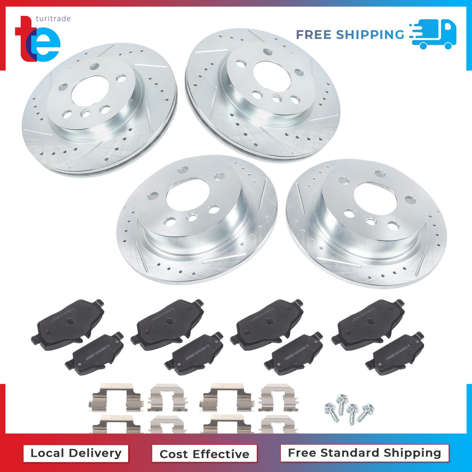 For Mini Cooper F56/ F57 2015-2016 Front & Rear Drilled Brake Rotor & Brake Pads