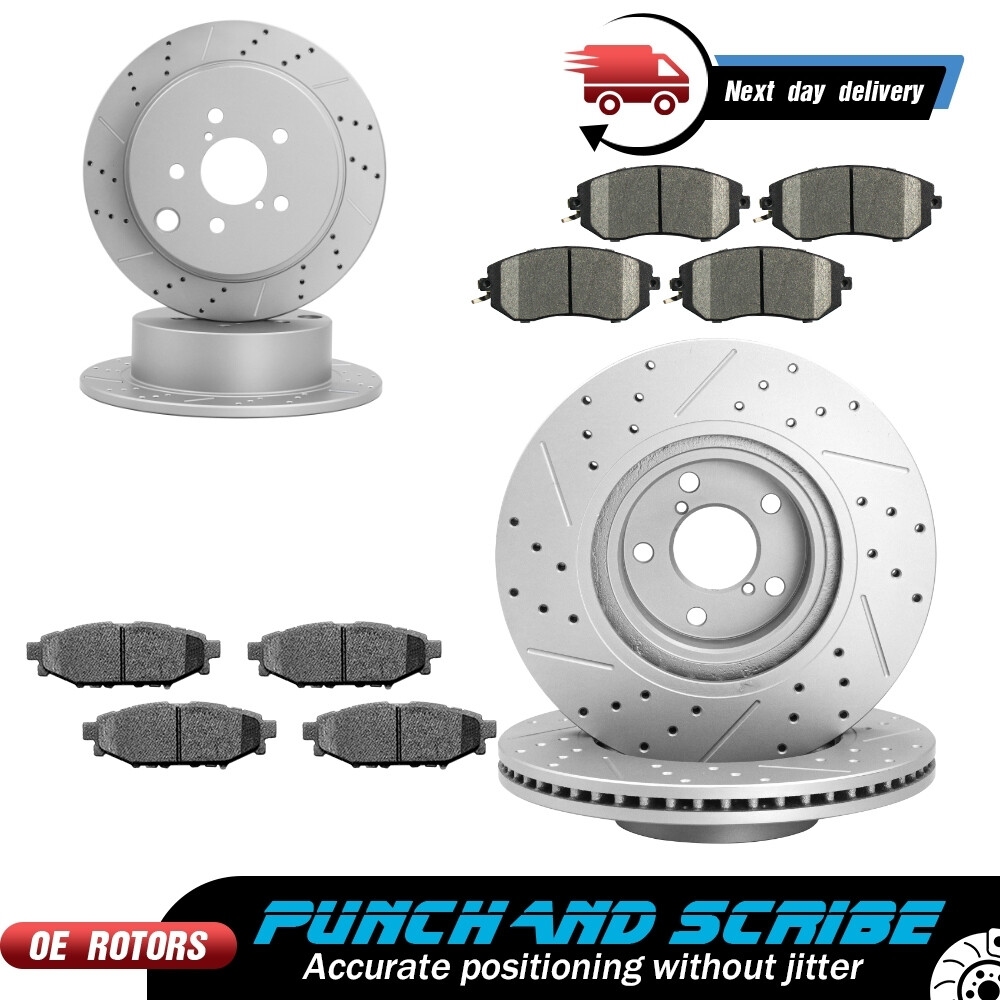 Front Rear Drilled Slotted Rotors + Brake Pads for Subaru XV Crosstrek Forester