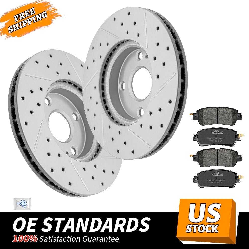 258mm Front Drilled Brake Rotors Pads for 2019 2020 Toyota Yaris 2016 Scion iA