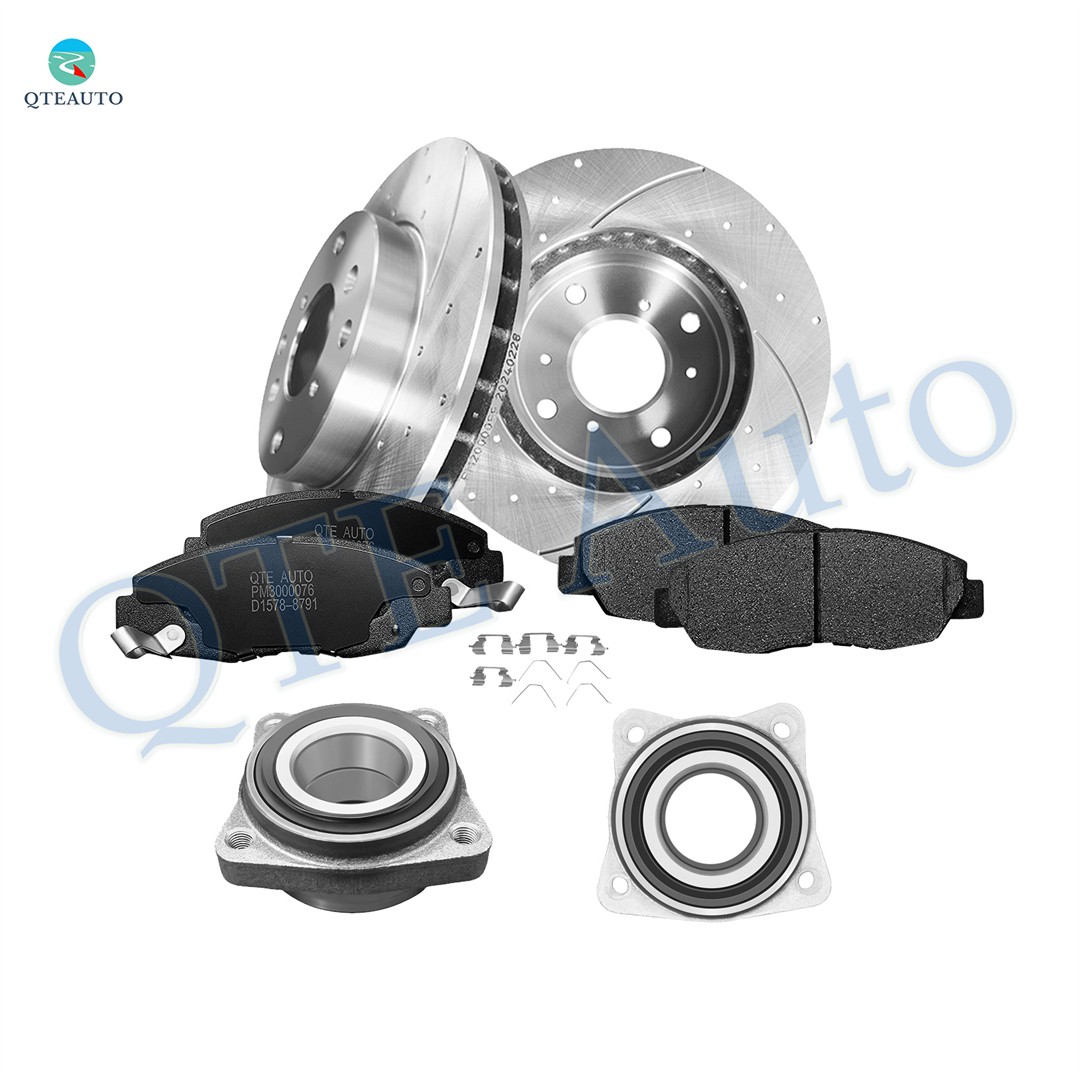 8 Front 260 Drilled Brake Rotors-Hub-Brake Pad For 1998 1999 Acura CL D1578 8791