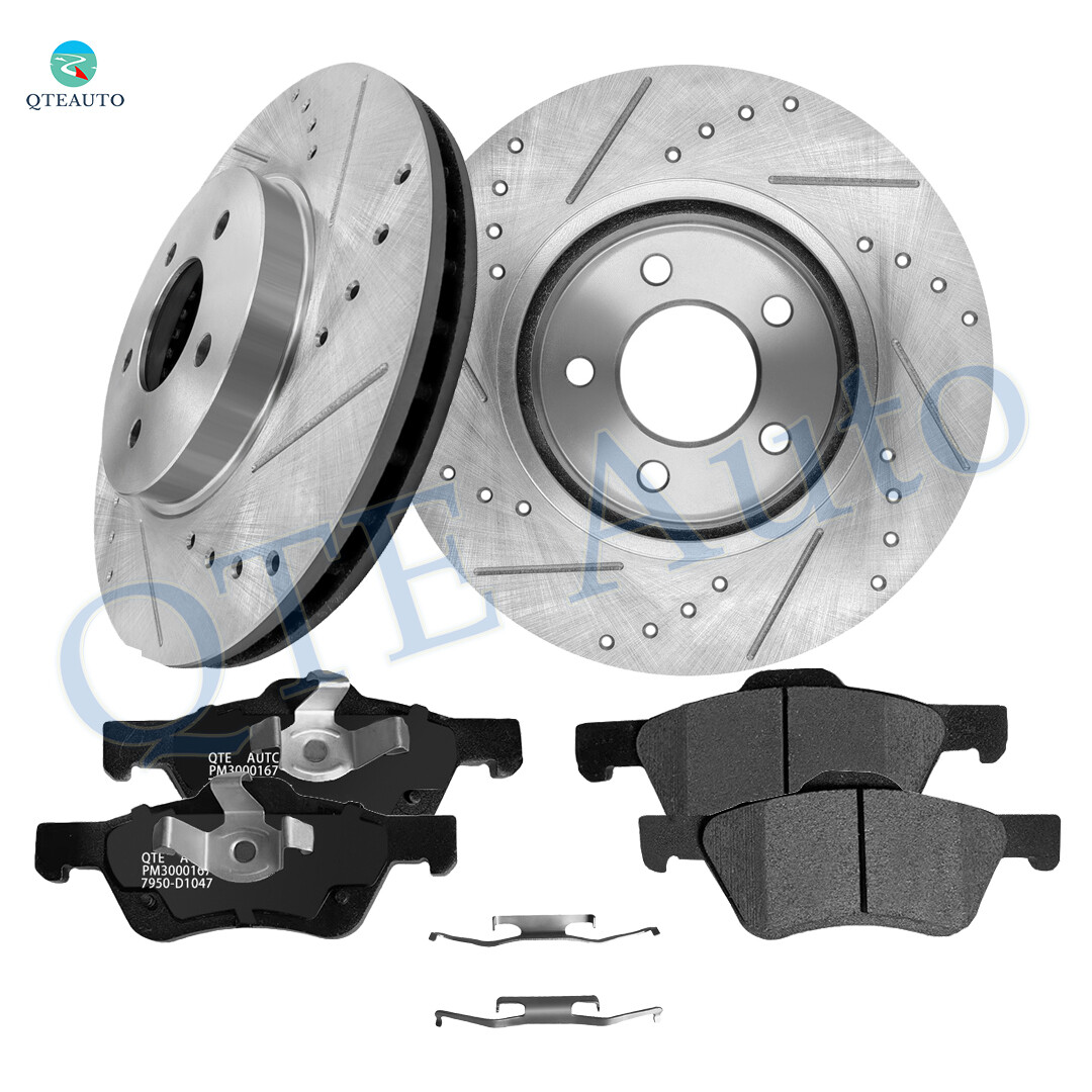 6PC Front 303mm Drilled Brake Rotors-Ceramic Brake Pad For 2005-2012 Ford Escape