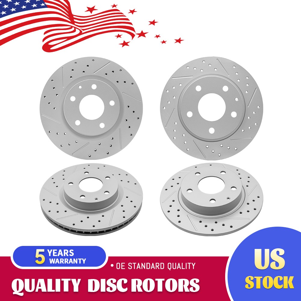 Front Rear Drilled Disc Brake Rotors for 2014 2015 – 2024 Mazda 3 Sport CX-3