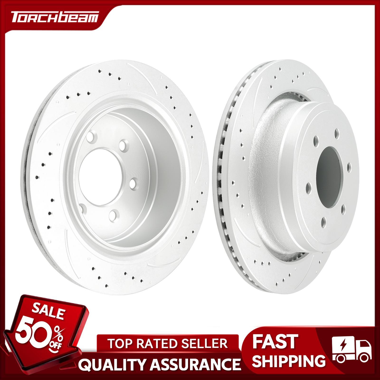 Rear Drilled Slotted Brake Rotors For Ford F-150 2012-2014 2015-2018 680976 Pair