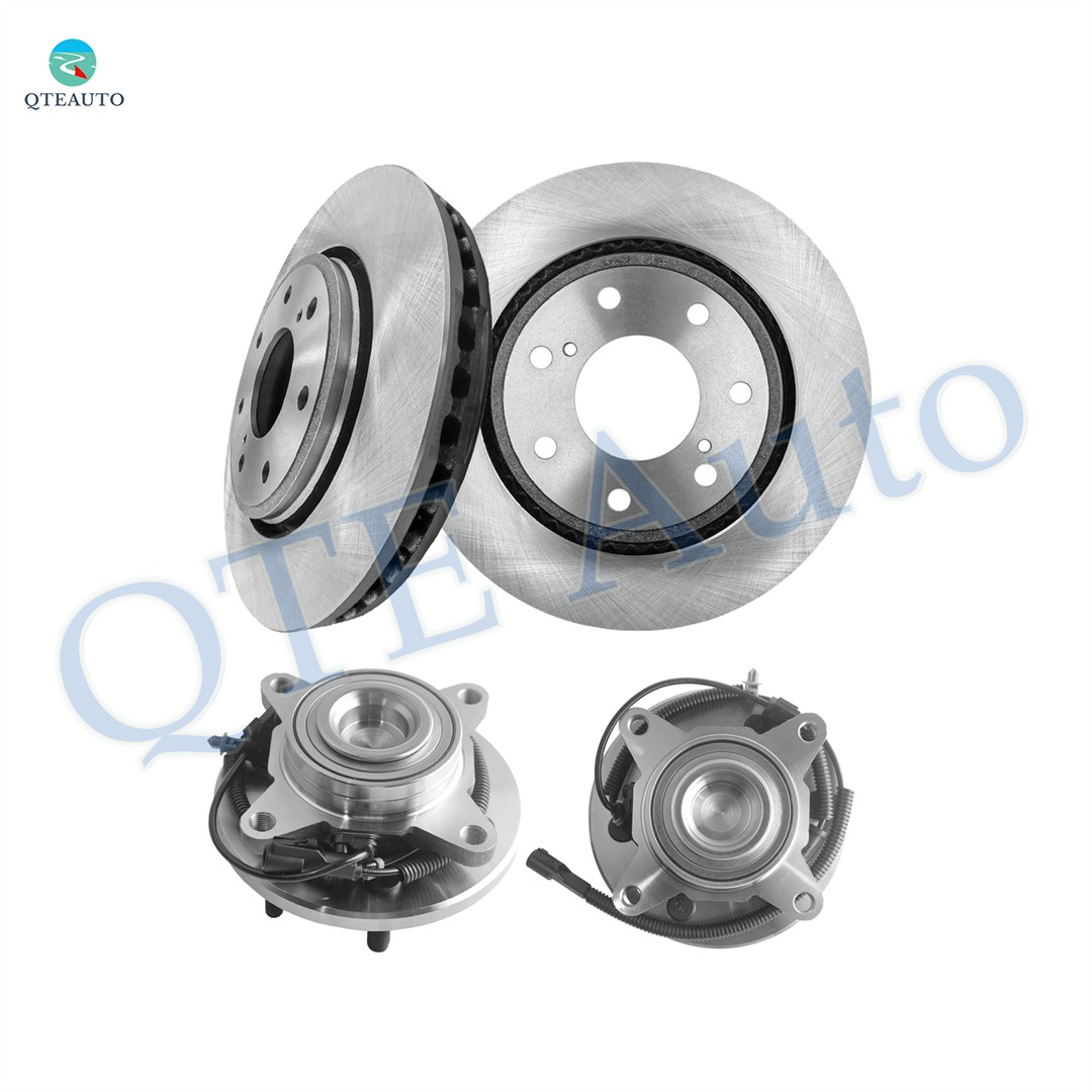 Set 4 Front 350mm Brake Disc Rotors-Wheel Hub To 2010 Ford F-150 with 6 Stud Hub