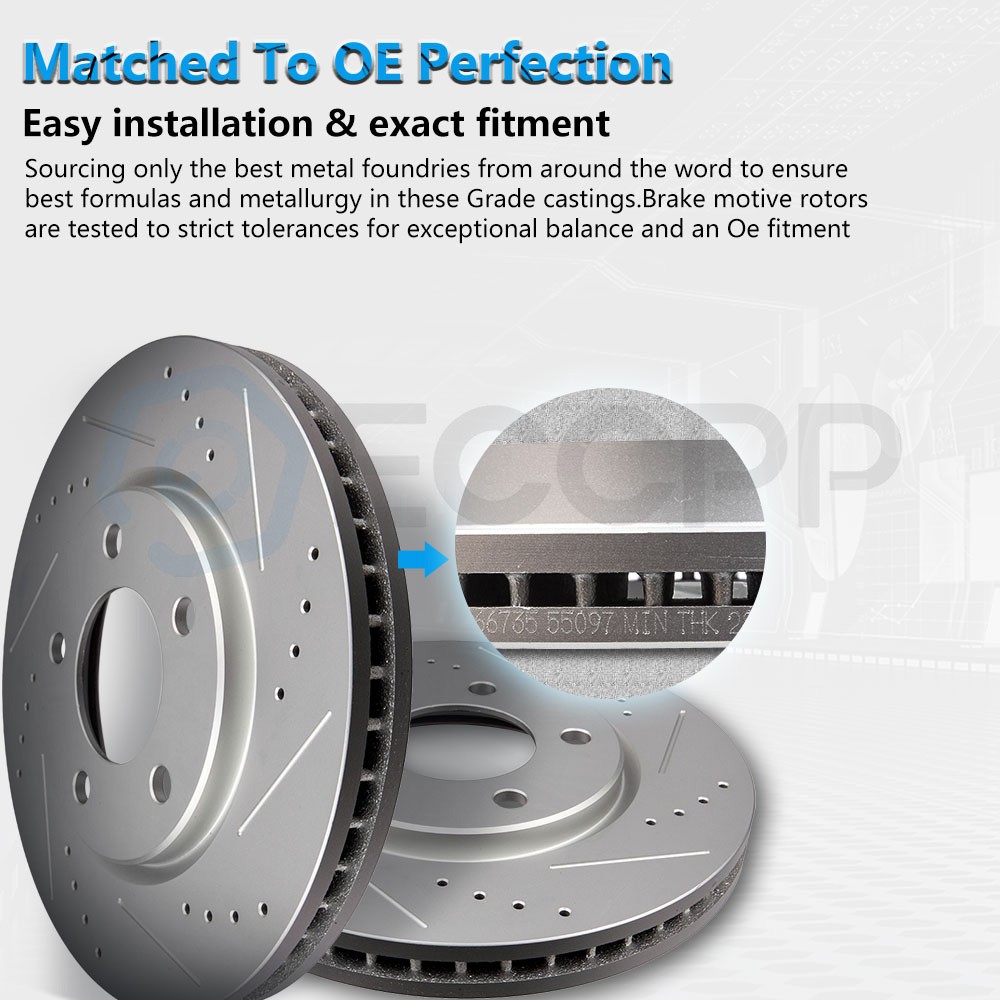 Front Drilled & Slotted Ceramic Brake Pads And Rotors For Acura MDX RLX Honda