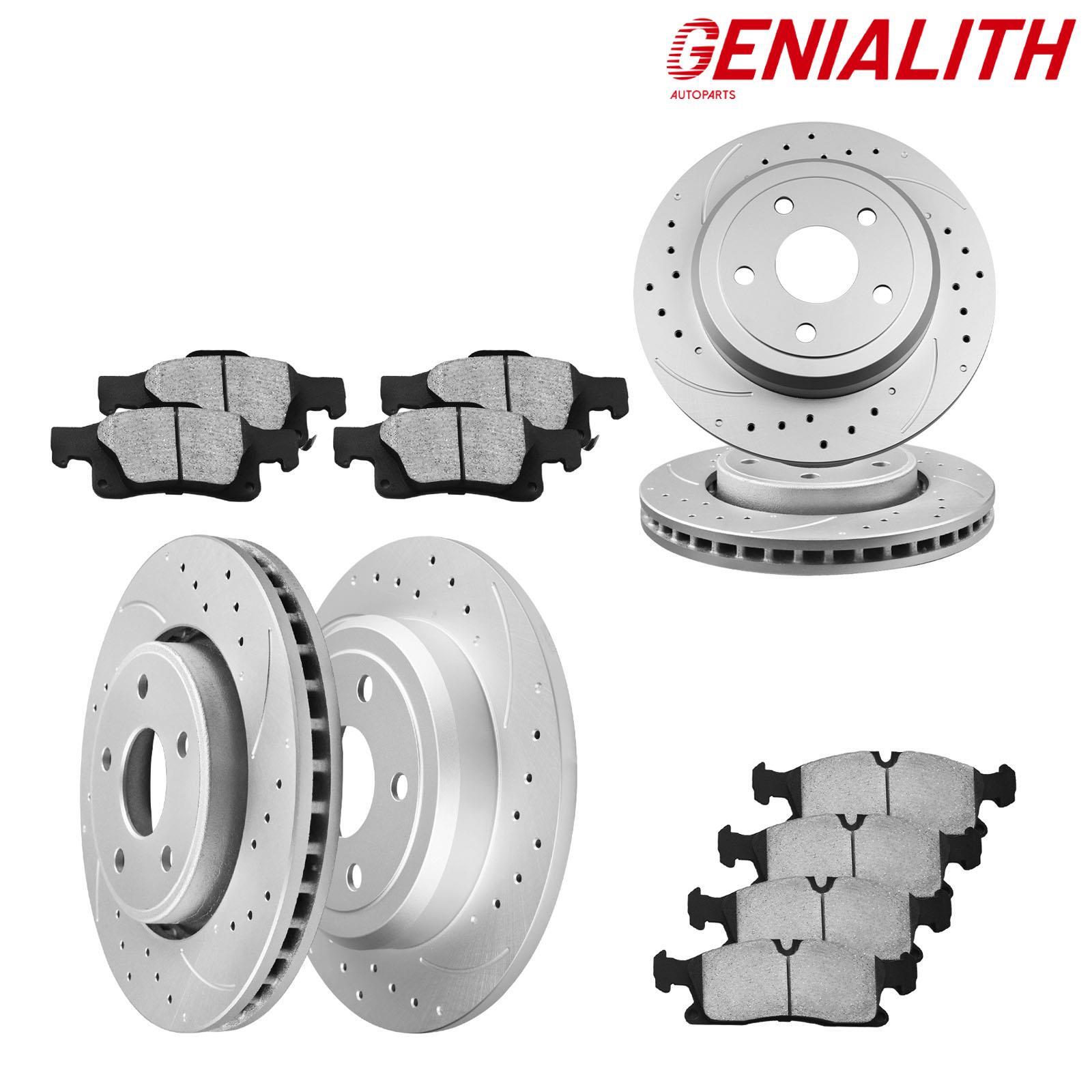For 2011-2018 Dodge Durango Grand Cherokee Front Rear Drilled Rotors Brakes Pads