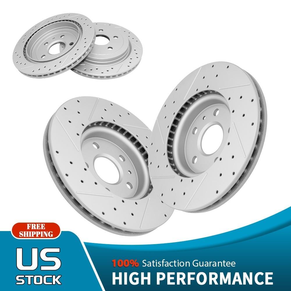 Front & Rear Drilled Slotted Brake Rotors for 2010 – 2015 Chevy Camaro V6 LS LT