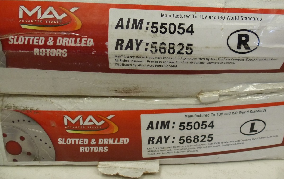 MAX ADVANCED BRAKES Pair of Slotted & Drilled Rotors AIM 55054 RAY 56825 NEW