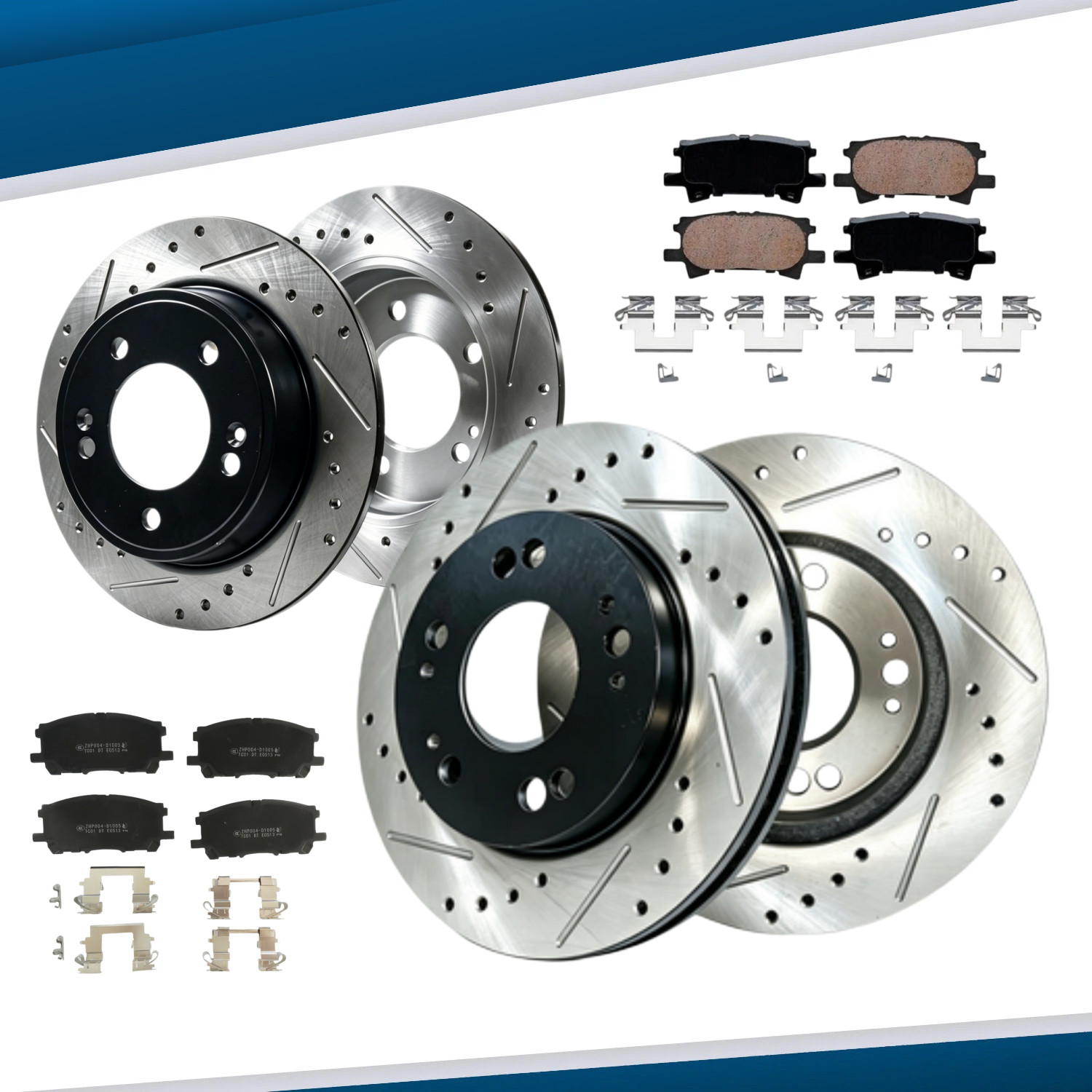 319mm Front Rear Drilled Brake Rotors Ceramic Pads for Lexus RX400H RX350 2007