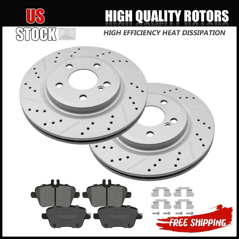 295mm Rear Drilled Rotors And Ceramic Pads for 2014 – 2019 Mercedes-Benz CLA250